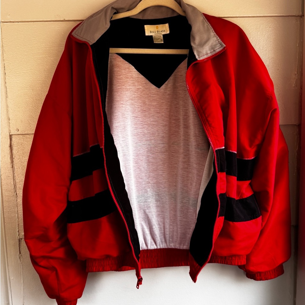 Bill Blass Red and Black Windbreaker